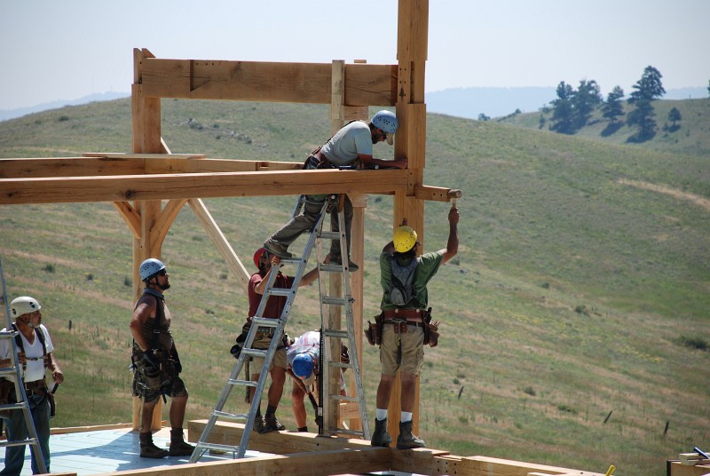 Matt is driving a floating tenon into place.